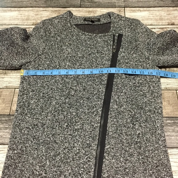 Banana Republic Fleece Jacket Women’s XS Gray Black Marled Asymmetrical Zip - Picture 3 of 9